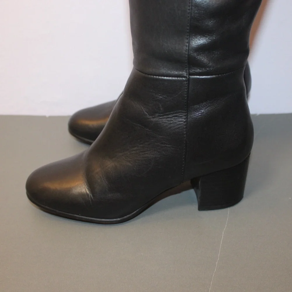 424 Lord & Taylor Black Leather Over the Knee Boots Women’s Size 6 Classic